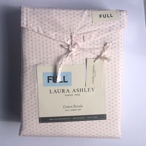 Laura Ashley Pink Heart Cotton Percale Full Sheet Set